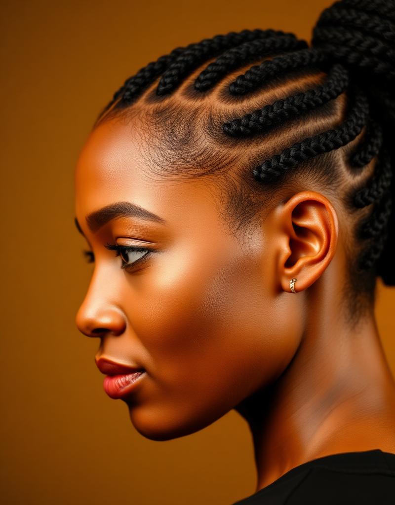 Cornrows & Feed-ins hairstyle example